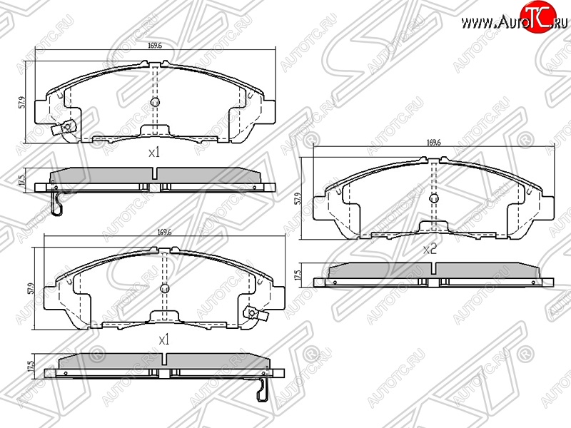 1 769 р. Передние тормозные колодки SAT  Acura MDX  YD2 (2006-2013) дорестайлинг, рестайлинг  с доставкой в г. Горно‑Алтайск