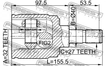 4 749 р. Правый шрус внутренний Febest (32X40X27) Honda Accord 6 CF седан дорестайлинг (1997-2000)  с доставкой в г. Горно‑Алтайск. Увеличить фотографию 4