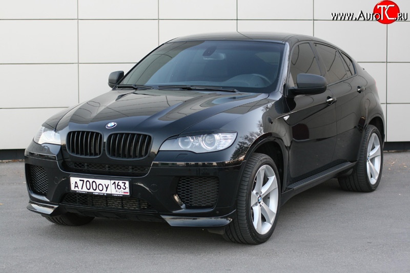 4 749 р. Накладки Global-Tuning на передний бампер автомобиля  BMW X6  E71 (2008-2014) дорестайлинг, рестайлинг (Неокрашенная)  с доставкой в г. Горно‑Алтайск