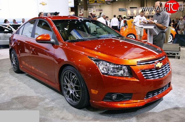 3 799 р. Накладка Z-Line на передний бампер Chevrolet Cruze J300 седан дорестайлинг (2009-2012) (Неокрашенная)  с доставкой в г. Горно‑Алтайск