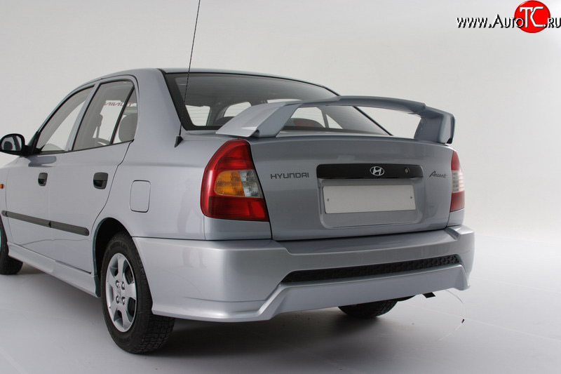 5 099 р. Задний бампер Классик Hyundai Accent седан ТагАЗ (2001-2012) (Неокрашенный)  с доставкой в г. Горно‑Алтайск