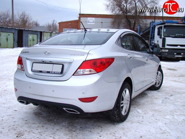 3 999 р. Диффузор заднего бампера Sport var №1  Hyundai Solaris  RBr (2010-2014) седан дорестайлинг (Глянец неокрашенный)  с доставкой в г. Горно‑Алтайск