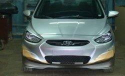 4 399 р. Накладка Sport на передний бампер Hyundai Solaris RBr хэтчбэк дорестайлинг (2010-2014) (Неокрашенная)  с доставкой в г. Горно‑Алтайск. Увеличить фотографию 3