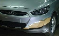 4 399 р. Накладка Sport на передний бампер Hyundai Solaris RBr хэтчбэк дорестайлинг (2010-2014) (Неокрашенная)  с доставкой в г. Горно‑Алтайск. Увеличить фотографию 4