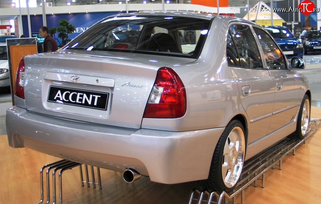 4 699 р. Задний бампер ATH-classic Hyundai Accent седан ТагАЗ (2001-2012) (Неокрашенный)  с доставкой в г. Горно‑Алтайск