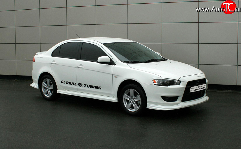 4 749 р. Пороги накладки Global-Tuning  Mitsubishi Lancer  10 (2007-2017) седан дорестайлинг, хэтчбэк дорестайлинг, седан рестайлинг, хэтчбек 5 дв рестайлинг (Неокрашенные)  с доставкой в г. Горно‑Алтайск