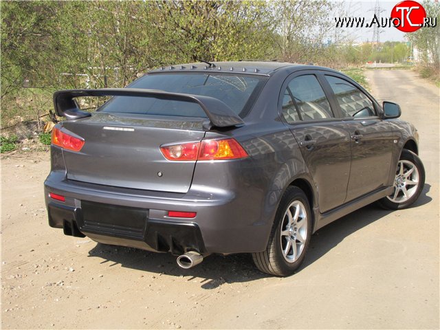 5 399 р. Накладка Evo на задний бампер Mitsubishi Lancer 10 CY седан дорестайлинг (2007-2010) (Неокрашенная)  с доставкой в г. Горно‑Алтайск