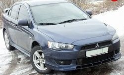 899 р. Вставка переднего бампера (зубатка) Evo  Mitsubishi Lancer  10 (2007-2017) седан дорестайлинг, хэтчбэк дорестайлинг, седан рестайлинг, хэтчбек 5 дв рестайлинг (Неокрашенная)  с доставкой в г. Горно‑Алтайск. Увеличить фотографию 3