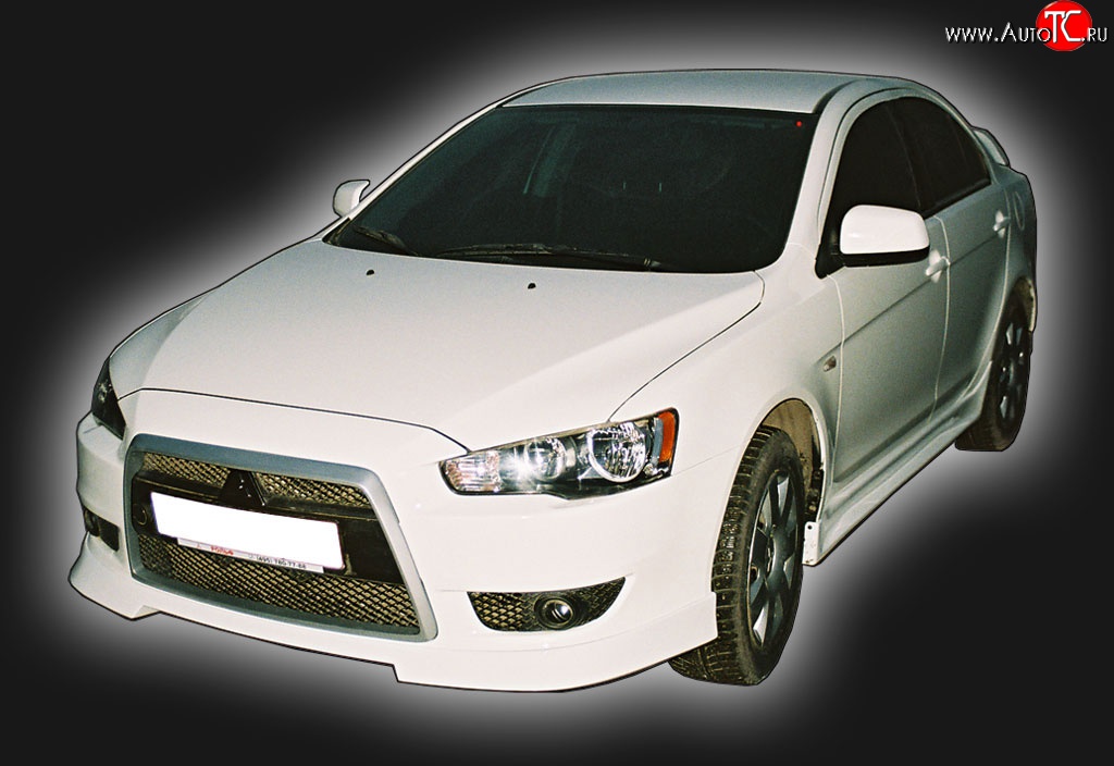 4 249 р. Накладка переднего бампера GT Dynamics Mitsubishi Lancer 10 седан дорестайлинг (2007-2010) (Неокрашенная)  с доставкой в г. Горно‑Алтайск