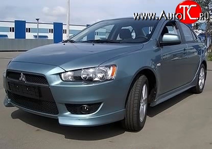 3 099 р. Клыки Evo на передний бампер автомобиля Mitsubishi Lancer 10 седан дорестайлинг (2007-2010) (Неокрашенные)  с доставкой в г. Горно‑Алтайск