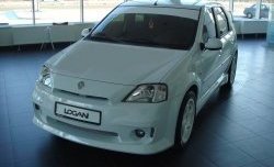 11 999 р. Передний бампер Power DM Renault Logan 1 дорестайлинг (2004-2010) (Без сетки, Неокрашенный)  с доставкой в г. Горно‑Алтайск. Увеличить фотографию 2