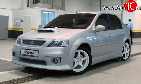 11 999 р. Передний бампер Power Dm 2  Renault Logan  1 (2004-2010) дорестайлинг (Без сетки, Неокрашенный)  с доставкой в г. Горно‑Алтайск