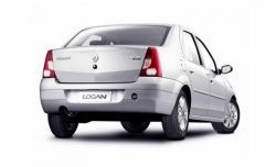 9 549 р. Задний бампер SAT Renault Logan 1 дорестайлинг (2004-2010) (Неокрашенный)  с доставкой в г. Горно‑Алтайск. Увеличить фотографию 2