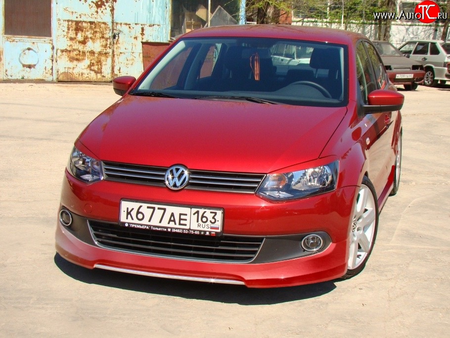 5 749 р. Накладка Racing на передний бампер Volkswagen Polo 5 седан дорестайлинг (2009-2015) (Неокрашенная)  с доставкой в г. Горно‑Алтайск