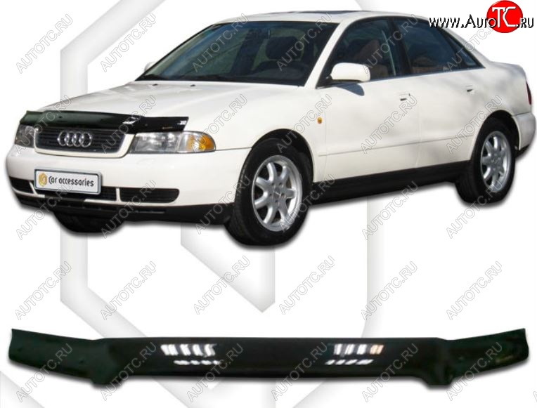 1 899 р. Дефлектор капота CA-Plastiс  Audi A4 ( B5 8D2 седан,  B5 8D5 универсал) (1996-2001) 1-ый рестайлинг, 1-ый рестайлинг, 2-ой рестайлинг, 2-ой рестайлинг (Classic черный, Без надписи)  с доставкой в г. Горно‑Алтайск