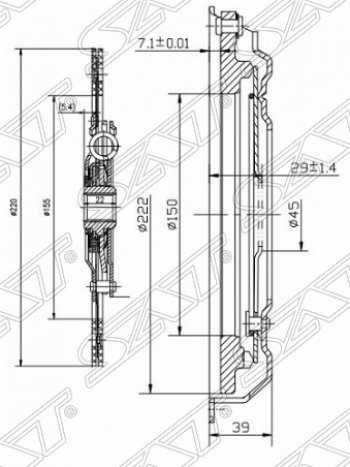 Комплект сцепления SAT (1.6 / 2.0) Seat Ibiza 6L хэтчбэк 3 дв. дорестайлинг (2002-2006)