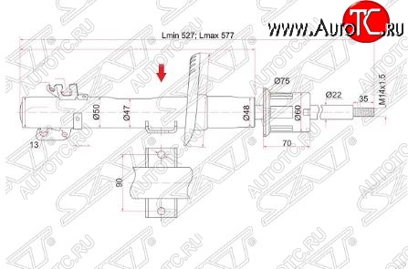 3 479 р. Амортизатор передний SAT (LH=RH) Audi A1 8X1 хэтчбэк 3 дв. дорестайлинг (2010-2014)  с доставкой в г. Горно‑Алтайск