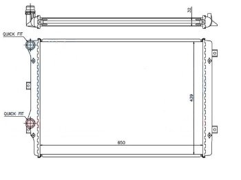 Радиатор двигателя SAT (пластинчатый, Китай) Audi A3 (8P1 хэтчбэк 3 дв.,  8PA хэтчбэк 5 дв.), TT (8J), Seat Altea (5P), Leon (1P хэтчбэк 5 дв.), Toledo (универсал,  5P), Skoda Octavia (A5), Yeti, Volkswagen Beetle (A5 (5С1) хэтчбэк 3 дв.), Caddy (2K), Eos, Golf (5,  6,  7), Jetta (A5,  A6), Passat (B6,  B7), Passat CC (дорестайлинг,  рестайлинг), Touran (1T)