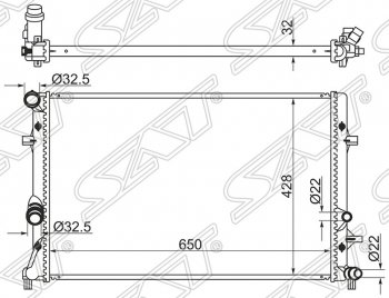 Радиатор двигателя SAT (пластинчатый) Audi A3 (8P1 хэтчбэк 3 дв.,  8PA хэтчбэк 5 дв.), Skoda Octavia (A5), Volkswagen Beetle (A5 (5С1) хэтчбэк 3 дв.), Caddy (2K), Golf (6), Jetta (A6), Touran (1T)