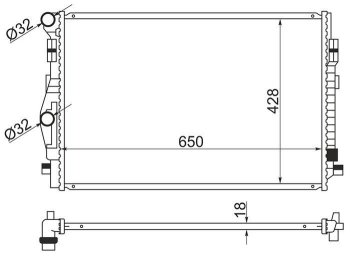 Радиатор двигателя SAT (пластинчатый) Audi A3 (8VA хэтчбэк 5 дв.,  8VS седан,  8V1,  8Y хэтчбэк 5 дв.,  8Y седан), Q3 (8U), Seat Leon (5F хэтчбэк 5 дв.,  5F), Skoda Kodiaq (NU7), Octavia (A7), Superb (B8 (3V),  B8 (3V5)), Volkswagen Golf (7), Passat (B8,  B8.5)