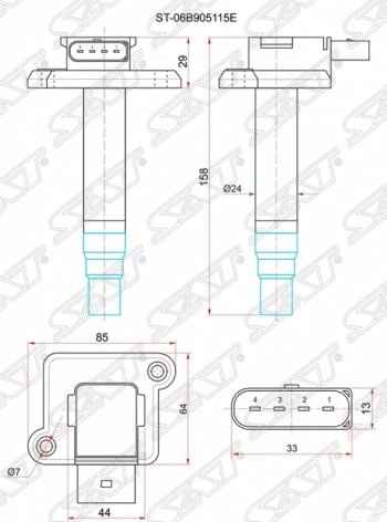 Катушка зажигания SAT (1.8T) Audi A3 (8LA хэтчбэк 5 дв.,  8L1 хэтчбэк 3 дв.,  8P1 хэтчбэк 3 дв.,  8PA хэтчбэк 5 дв.), A4 (B5 8D2 седан,  B5 8D5 универсал,  B6,  B7,  B8), A6 (C5,  C6), Skoda Octavia (Tour A4 1U2,  Tour A4 1U5), Superb (седан), Volkswagen Passat (B5.5), Polo (Mk3,  9N1)