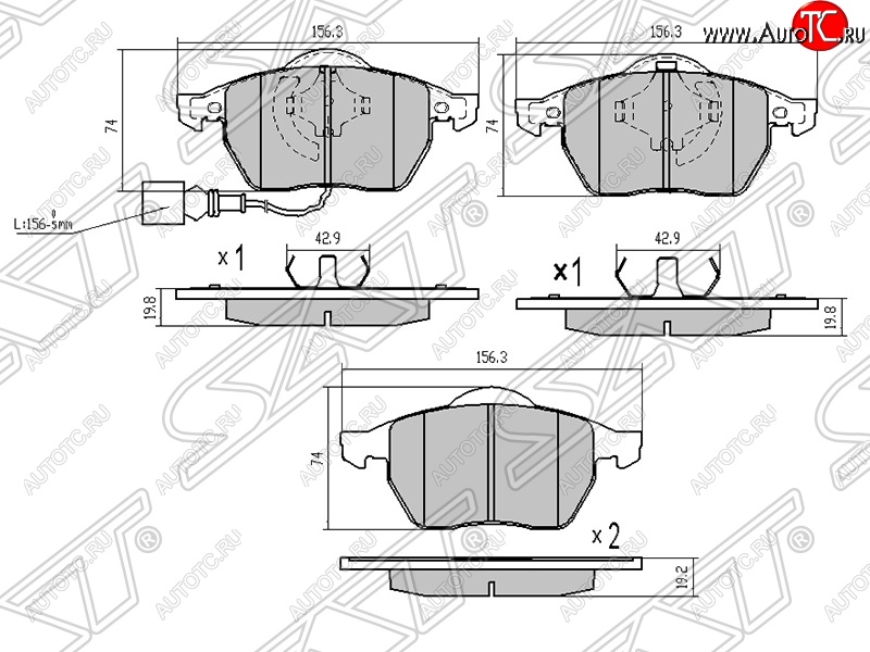 1 569 р. Передние тормозные колодки SAT  Audi A3 ( 8LA хэтчбэк 5 дв.,  8L1 хэтчбэк 3 дв.) - TT  8N  с доставкой в г. Горно‑Алтайск