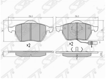 Комплект тормозных колодок SAT (передние) Audi A6 C5 дорестайлинг, седан (1997-2001)