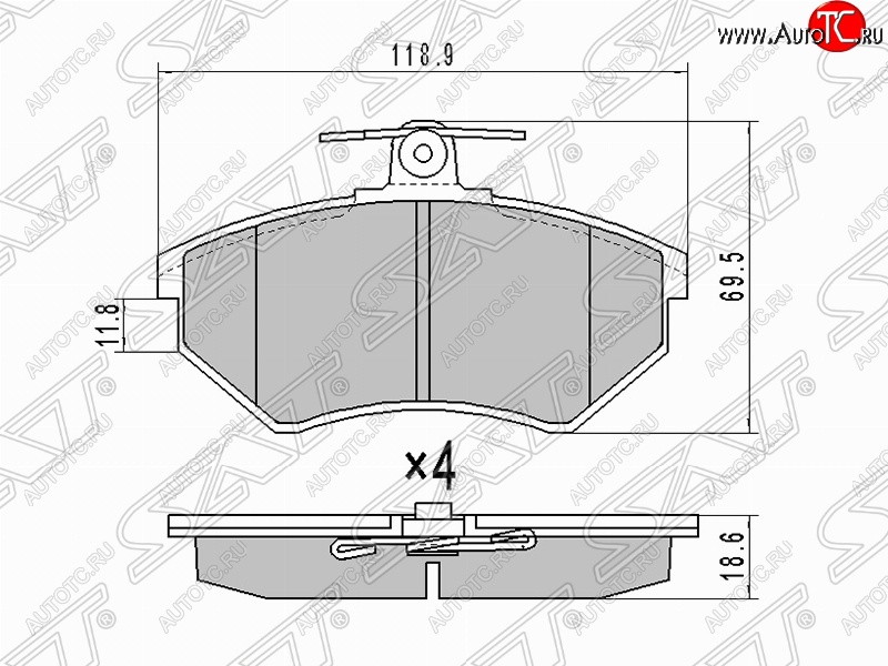 1 029 р. Колодки тормозные (передние) SAT  Audi A6  C5 (1997-2001) дорестайлинг, седан  с доставкой в г. Горно‑Алтайск