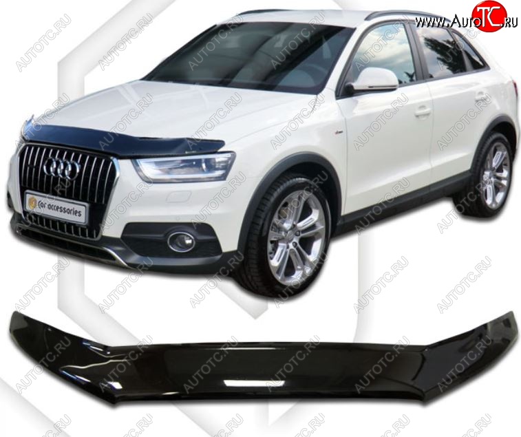 2 269 р. Дефлектор капота CA-Plastic  Audi Q3  8U (2011-2018) дорестайлинг, рестайлинг (Classic черный, Без надписи)  с доставкой в г. Горно‑Алтайск