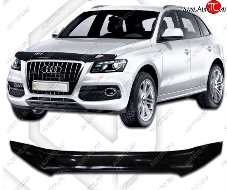 2 299 р. Дефлектор капота CA-Plastic  Audi Q5  8R (2008-2012) дорестайлинг (Classic черный, Без надписи)  с доставкой в г. Горно‑Алтайск