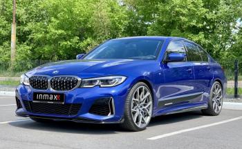 13 499 р. Сплиттер переднего М-бампера М-Perfomance  BMW 3 серия  G20 (2018-2022) седан (цвет: черный глянец)  с доставкой в г. Горно‑Алтайск. Увеличить фотографию 13