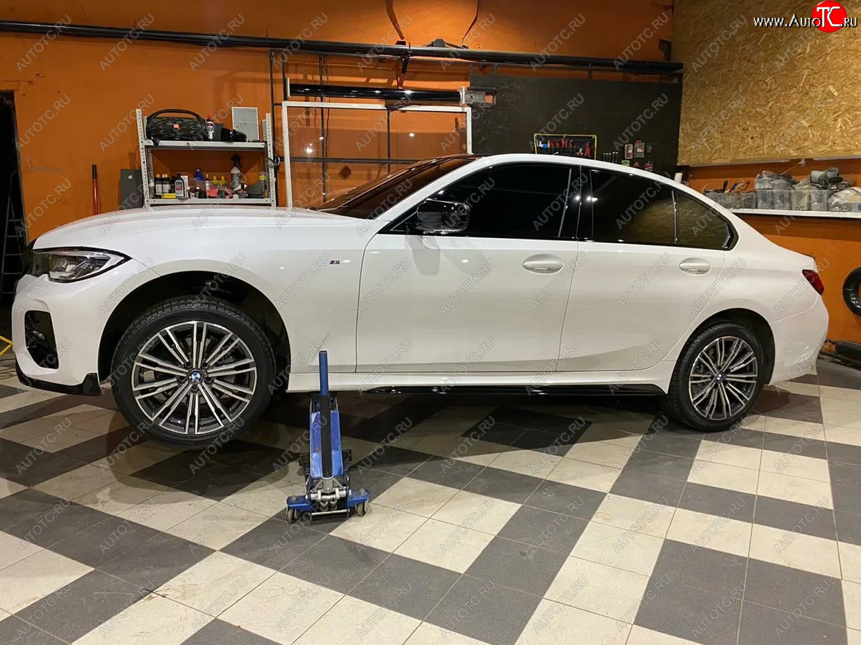 11 499 р. Пластиковые накладки M порогов  BMW 3 серия  G20 (2018-2022) седан (цвет: черный глянец)  с доставкой в г. Горно‑Алтайск