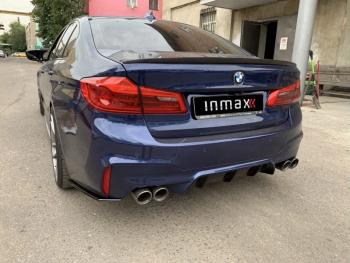 5 999 р. Накладки M-Perfomance под задний бампер (мини-лезвия) Inmax  BMW 5 серия  G30 (2016-2020) дорестайлинг, седан (цвет: черный глянец)  с доставкой в г. Горно‑Алтайск. Увеличить фотографию 4