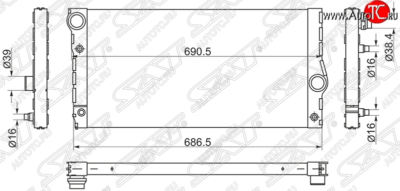 10 299 р. Радиатор двигателя SAT (пластинчатый) BMW 5 серия F11 дорестайлинг, универсал (2009-2013)  с доставкой в г. Горно‑Алтайск