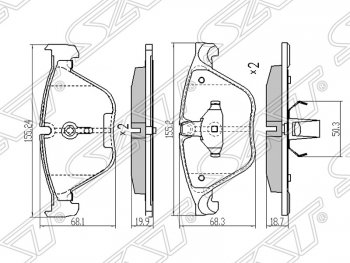 1 089 р. Колодки тормозные SAT (передние)  BMW 5 серия ( F11,  F10) - 7 серия  F01-F04  с доставкой в г. Горно‑Алтайск. Увеличить фотографию 1