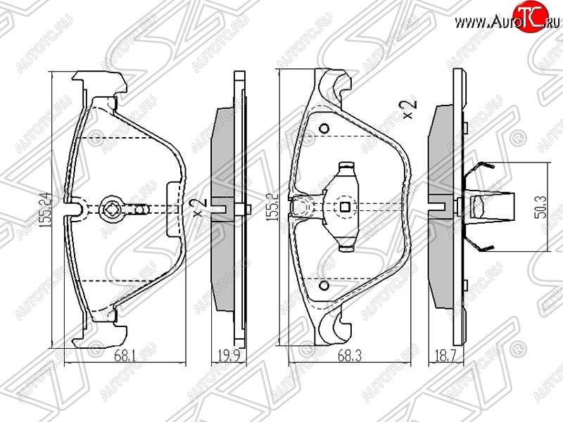 1 089 р. Колодки тормозные SAT (передние)  BMW 5 серия ( F11,  F10) - 7 серия  F01-F04  с доставкой в г. Горно‑Алтайск