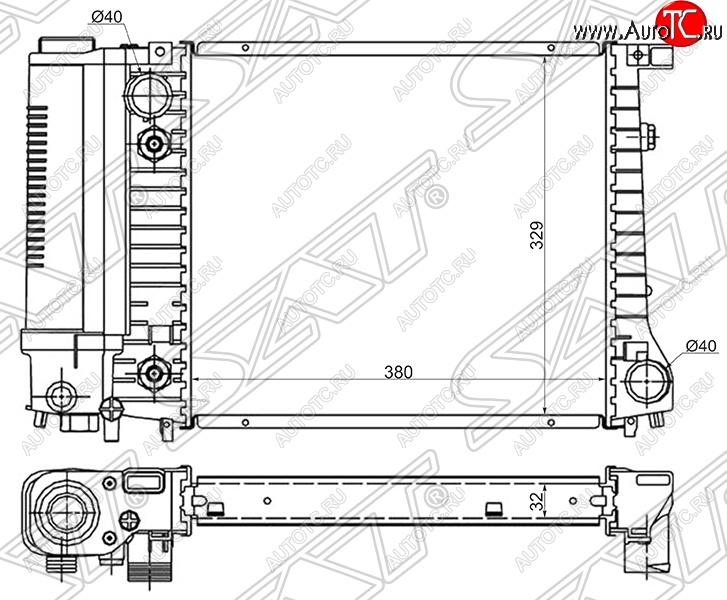 6 599 р. Радиатор двигателя SAT (трубчатый, 1.6/1.8)  BMW 3 серия  E30 (1982-1991) седан  с доставкой в г. Горно‑Алтайск