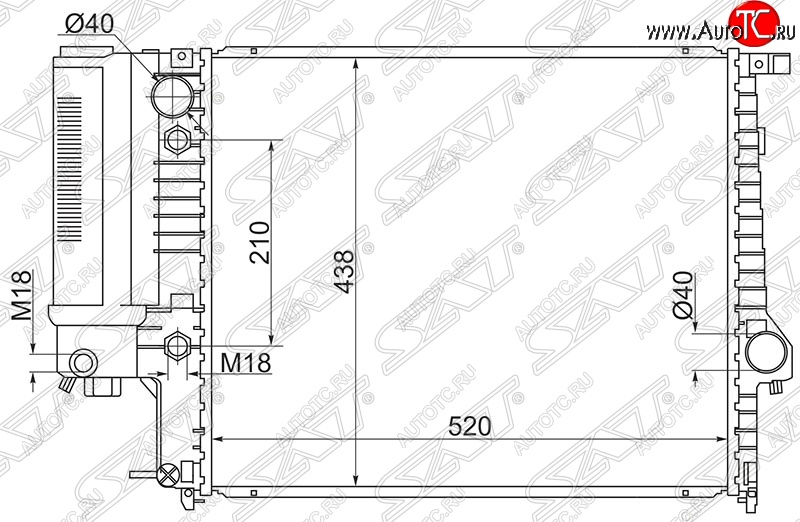 11 499 р. Радиатор двигателя SAT (пластинчатый, 1.8/2.0/2.5) BMW 5 серия E34 седан дорестайлинг (1988-1994)  с доставкой в г. Горно‑Алтайск