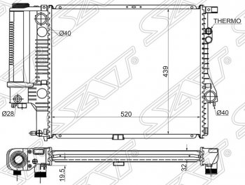 Радиатор двигателя SAT (трубчатый, 2.0 / 2.3 / 2.8) BMW 5 серия E39 седан дорестайлинг (1995-2000)