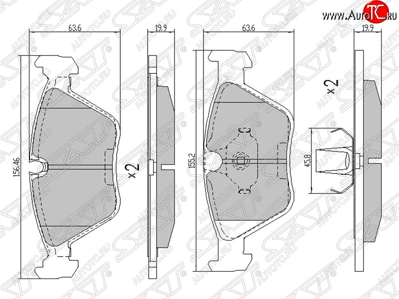 1 269 р. Колодки тормозные SAT (передние)  BMW 3 серия  E46 - X3  E83  с доставкой в г. Горно‑Алтайск