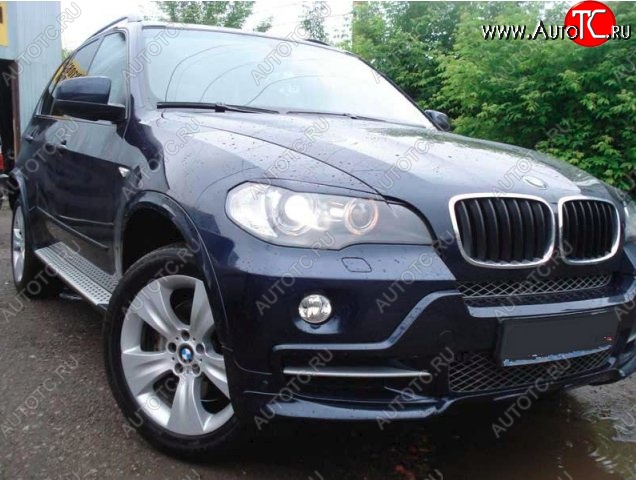 1 499 р. Реснички на фары CT BMW X5 E70 дорестайлинг (2006-2010) (Неокрашенные)  с доставкой в г. Горно‑Алтайск