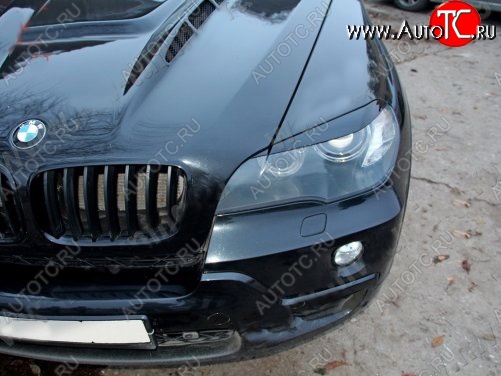 1 299 р. Реснички на фары Tuning-Sport  BMW X5  E70 (2006-2013) дорестайлинг, рестайлинг (Неокрашенные)  с доставкой в г. Горно‑Алтайск