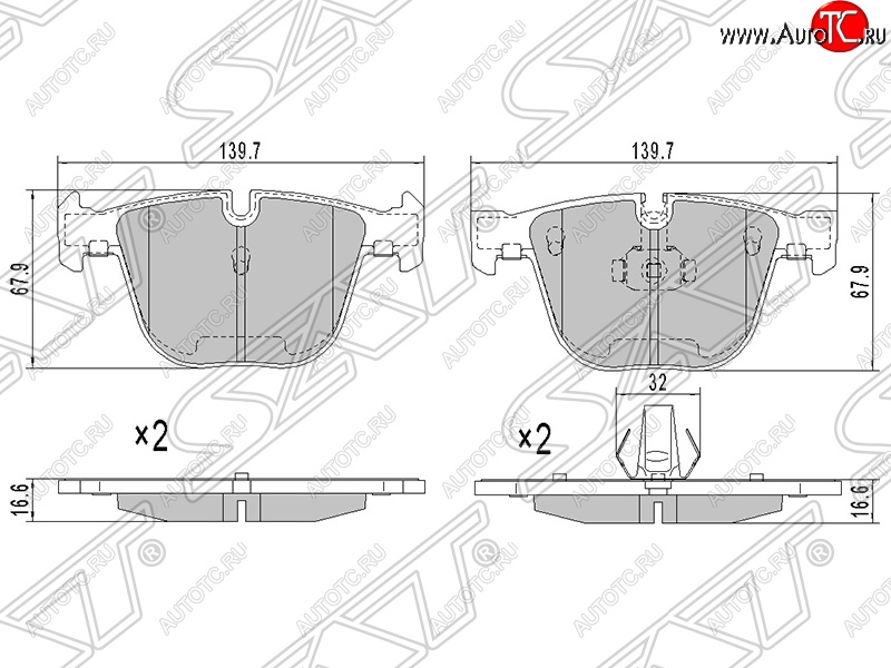 1 069 р. Колодки тормозные SAT (задние) BMW 3 серия E90 седан дорестайлинг (2004-2008)  с доставкой в г. Горно‑Алтайск