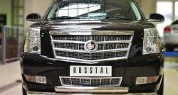 Защита переднего бампера (2 трубыØ76 мм, нержавейка) SLITKOFF Cadillac Escalade GMT926 джип 5 дв. короткая база (2006-2014)