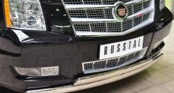 25 999 р. Защита переднего бампера (2 трубыØ75х42 мм, нержавейка) Russtal Cadillac Escalade GMT926 джип 5 дв. короткая база (2006-2014)  с доставкой в г. Горно‑Алтайск. Увеличить фотографию 2