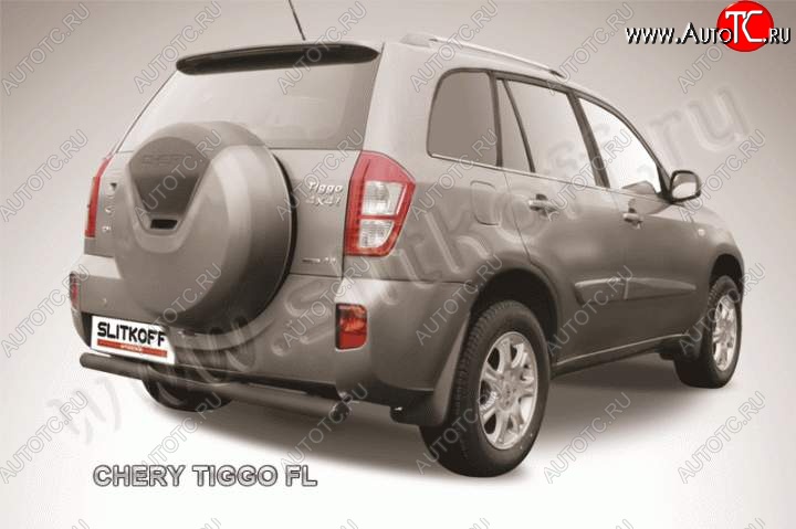 6 999 р. Защита заднего бампера из трубы d76 Slitkoff (с поступью) Chery Tiggo T11 рестайлинг (2013-2016) (Цвет: серебристый)  с доставкой в г. Горно‑Алтайск