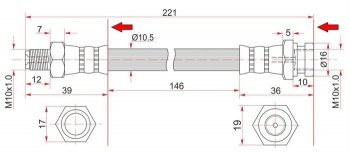 Тормозной шланг SAT (задний, пр-во Тайланд) Chery Estina A5, Mitsubishi Estina (A5)