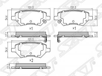 1 069 р. Колодки тормозные SAT (передние) Chery M11 A3 хэтчбэк (2008-2017)  с доставкой в г. Горно‑Алтайск. Увеличить фотографию 1