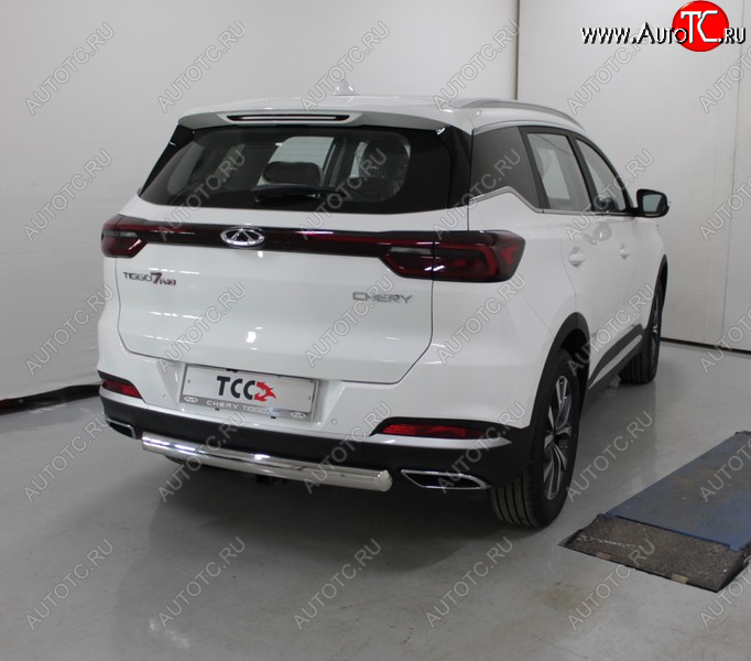 21 749 р. Защита заднего бампера (овальная, 2WD) ТСС 75х42 мм  Chery Tiggo 7 PRO (2019-2024)  с доставкой в г. Горно‑Алтайск