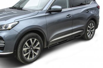 Защита порогов Slitkoff (Ø 76 мм, с проступями). Chery (Черри) Tiggo 7 PRO (Тиго) (2019-2024)